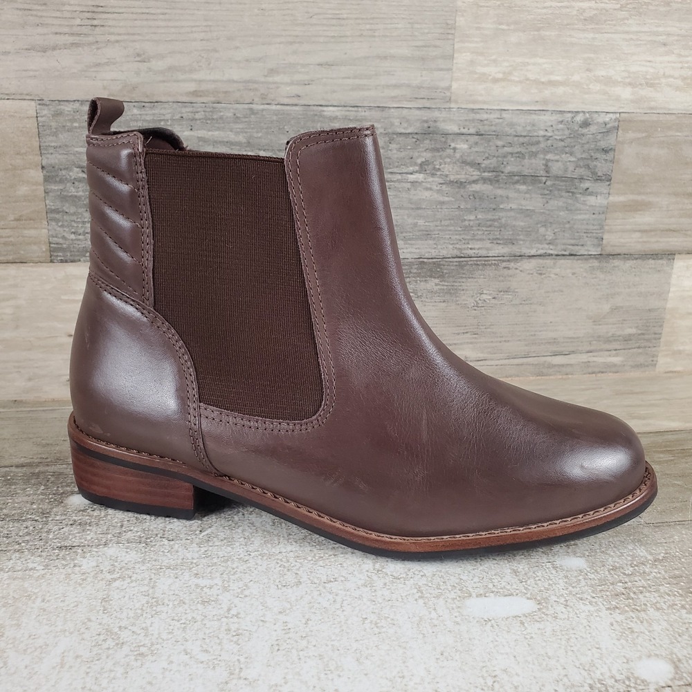 David Tate Luxe Womens Chelsea Boot Sz 7.5 M Brown Leather Elastic Gore Side Zip